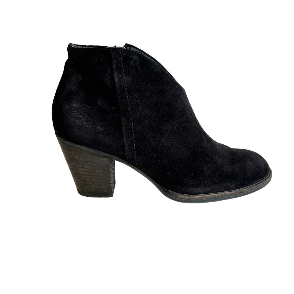 PAUL GREEN black suede ankle booties stacked heel womans 7 / UK‎ 4.5